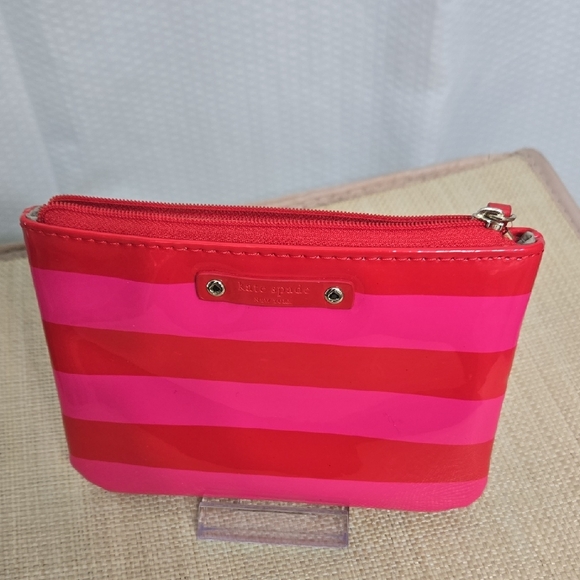 EUC kate spade Pink and Red Striped Clutch